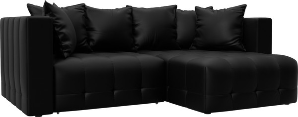 Изображение товара Диван угловой Лига Диванов Лига-052 НПБ универсальный / 129912 (экокожа Grifon 18 черный)