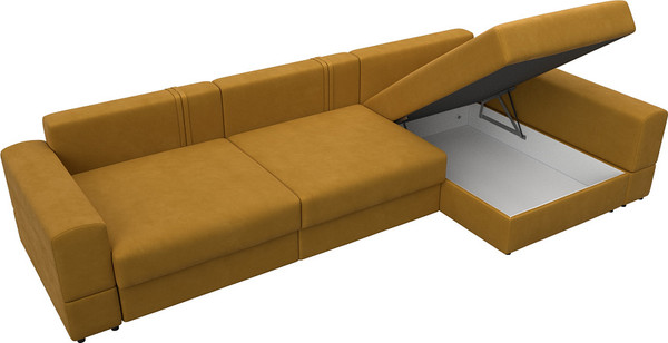Изображение товара Диван угловой Лига Диванов Лига-055 НПБ Лонг универсальный / 130240 (велюр Brut 10 желтый)