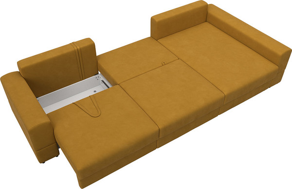 Изображение товара Диван угловой Лига Диванов Лига-055 НПБ Лонг универсальный / 130240 (велюр Brut 10 желтый)