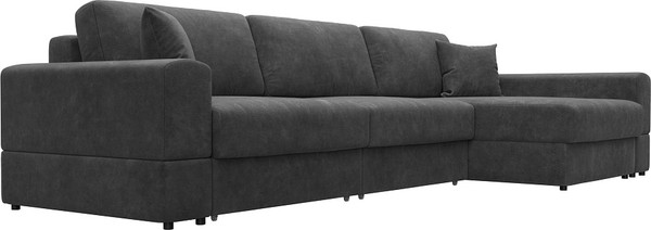 Изображение товара Диван угловой Лига Диванов Лига-055 НПБ Лонг универсальный / 130241 (велюр Brut 16 темно-серый)