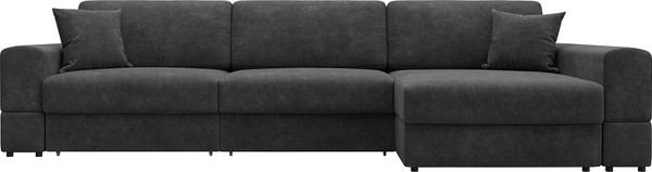 Изображение товара Диван угловой Лига Диванов Лига-055 НПБ Лонг универсальный / 130241 (велюр Brut 16 темно-серый)