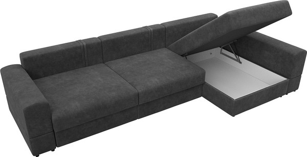 Изображение товара Диван угловой Лига Диванов Лига-055 НПБ Лонг универсальный / 130241 (велюр Brut 16 темно-серый)