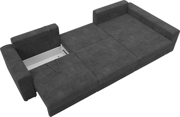 Изображение товара Диван угловой Лига Диванов Лига-055 НПБ Лонг универсальный / 130241 (велюр Brut 16 темно-серый)