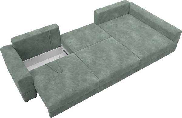 Изображение товара Диван угловой Лига Диванов Лига-055 НПБ Лонг универсальный / 130242 (велюр Brut 08 зеленый)