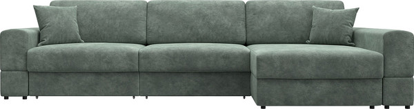 Изображение товара Диван угловой Лига Диванов Лига-055 НПБ Лонг универсальный / 130242 (велюр Brut 08 зеленый)