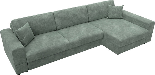Изображение товара Диван угловой Лига Диванов Лига-055 НПБ Лонг универсальный / 130242 (велюр Brut 08 зеленый)