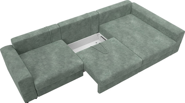 Изображение товара Диван угловой Лига Диванов Лига-055 НПБ Лонг универсальный / 130242 (велюр Brut 08 зеленый)