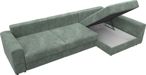 Изображение товара Диван угловой Лига Диванов Лига-055 НПБ Лонг универсальный / 130242 (велюр Brut 08 зеленый)