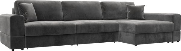 Изображение товара Диван угловой Лига Диванов Лига-055 НПБ Лонг универсальный / 130252 (велюр Tower 10 серый)