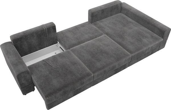 Изображение товара Диван угловой Лига Диванов Лига-055 НПБ Лонг универсальный / 130252 (велюр Tower 10 серый)