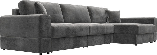 Изображение товара Диван угловой Лига Диванов Лига-055 НПБ Лонг универсальный / 130252 (велюр Tower 10 серый)
