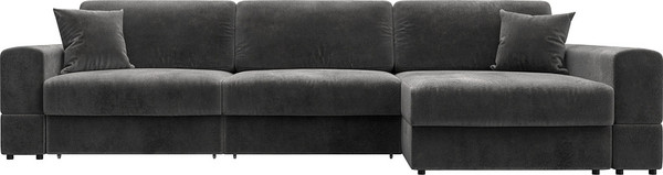 Изображение товара Диван угловой Лига Диванов Лига-055 НПБ Лонг универсальный / 130252 (велюр Tower 10 серый)