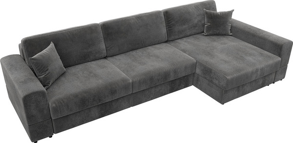 Изображение товара Диван угловой Лига Диванов Лига-055 НПБ Лонг универсальный / 130252 (велюр Tower 10 серый)