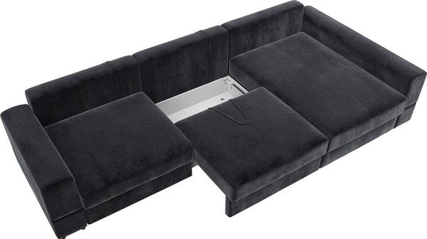 Изображение товара Диван угловой Лига Диванов Лига-055 НПБ Лонг универсальный / 130253 (велюр Tower 11 темно-серый)