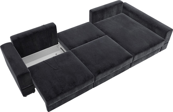 Изображение товара Диван угловой Лига Диванов Лига-055 НПБ Лонг универсальный / 130253 (велюр Tower 11 темно-серый)