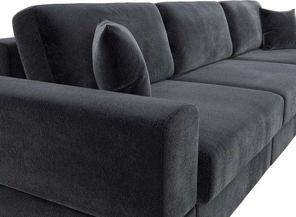 Изображение товара Диван угловой Лига Диванов Лига-055 НПБ Лонг универсальный / 130253 (велюр Tower 11 темно-серый)