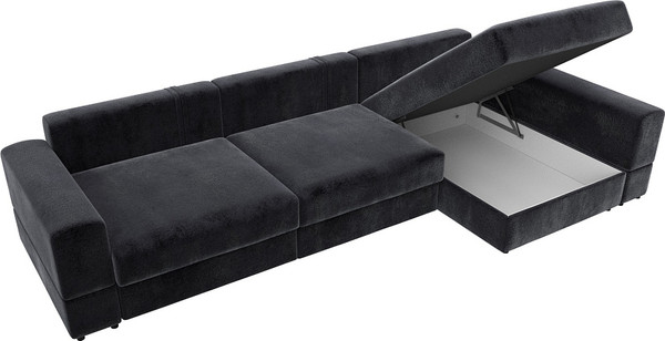 Изображение товара Диван угловой Лига Диванов Лига-055 НПБ Лонг универсальный / 130253 (велюр Tower 11 темно-серый)