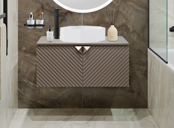 Изображение товара Тумба под умывальник Runo Андорра 70 (подвесная, кашемир серый/дуб какао)