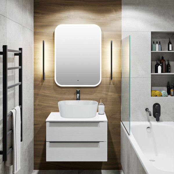 Изображение товара Тумба под умывальник Runo Орлеан 60 (подвесная, белый матовый/белый глянец)