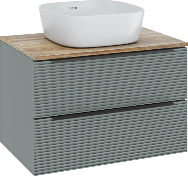 Изображение товара Тумба под умывальник Runo Орлеан 60 (подвесная, зеленый/дуб натуральный)