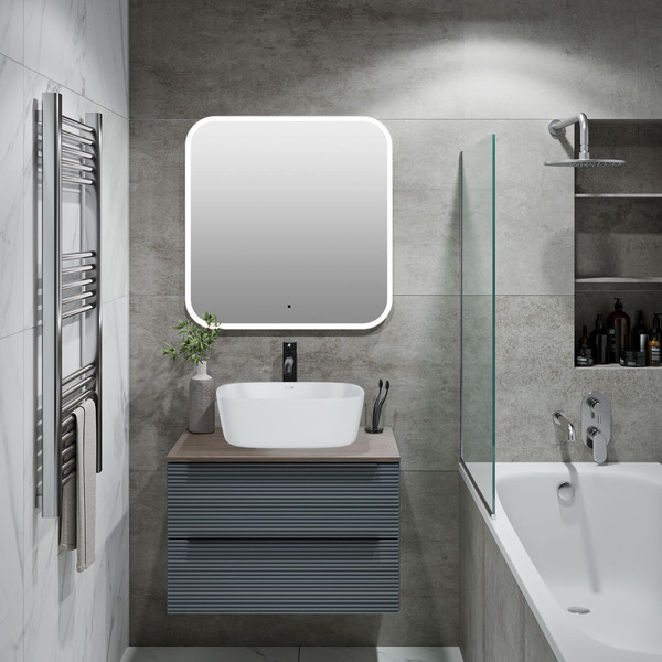 Изображение товара Тумба под умывальник Runo Орлеан 60 (подвесная, зеленый/дуб натуральный)