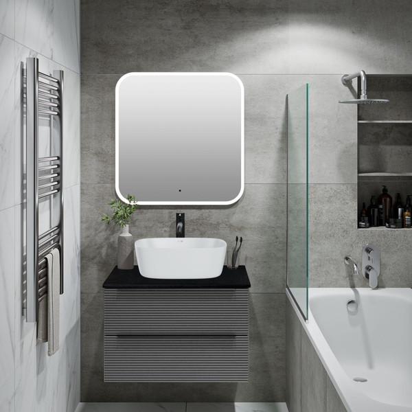 Изображение товара Тумба под умывальник Runo Орлеан 60 (подвесная, серый/черный)