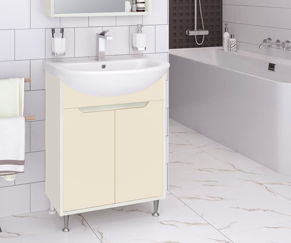 Изображение товара Тумба под умывальник Runo Эконова 50 (белый/крем)