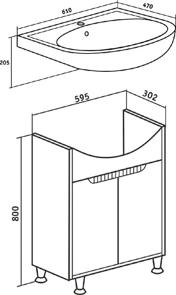 Изображение товара Тумба под умывальник Runo Эконова 60 (бирюзовый/белый)