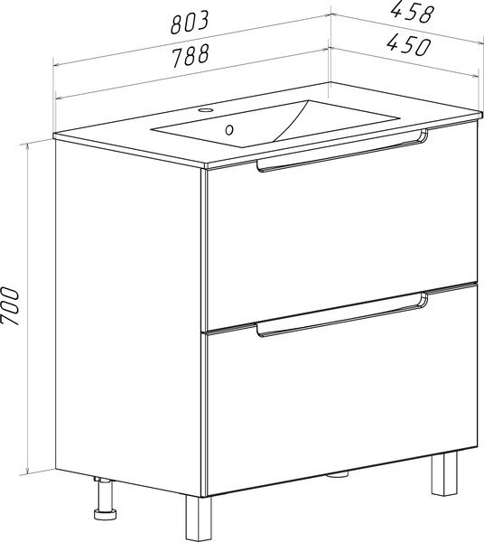Изображение товара Тумба под умывальник Runo Lina 80 Дублин 80 (напольная, белый)