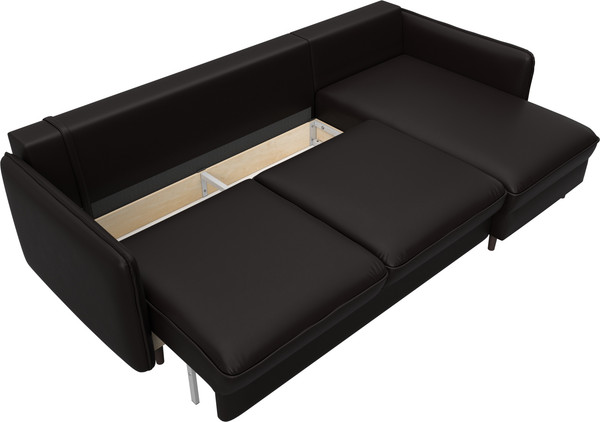 Изображение товара Диван угловой Лига Диванов Лига-064 НПБ универсальный / 129932 (экокожа Grifon 12 коричневый)