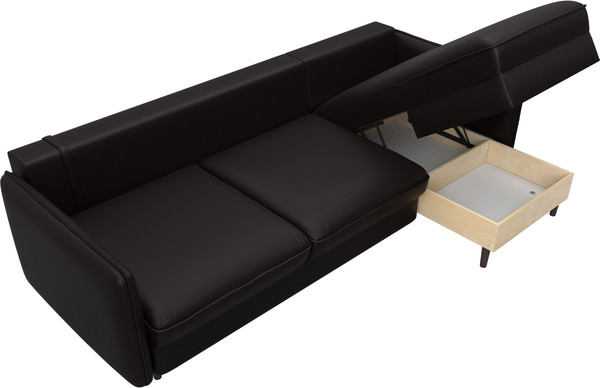 Изображение товара Диван угловой Лига Диванов Лига-064 НПБ универсальный / 129932 (экокожа Grifon 12 коричневый)