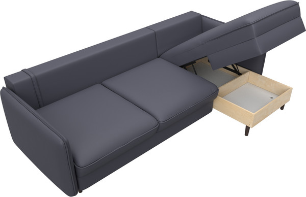 Изображение товара Диван угловой Лига Диванов Лига-064 НПБ универсальный / 129934 (экокожа Grifon 15 серый)