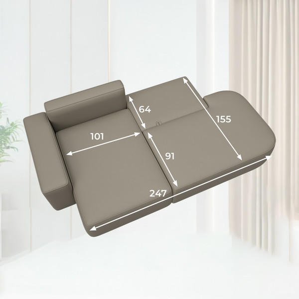 Изображение товара Диван угловой Лига Диванов Лига-065 левый / 129802L (экокожа Grifon 04 бежевый)