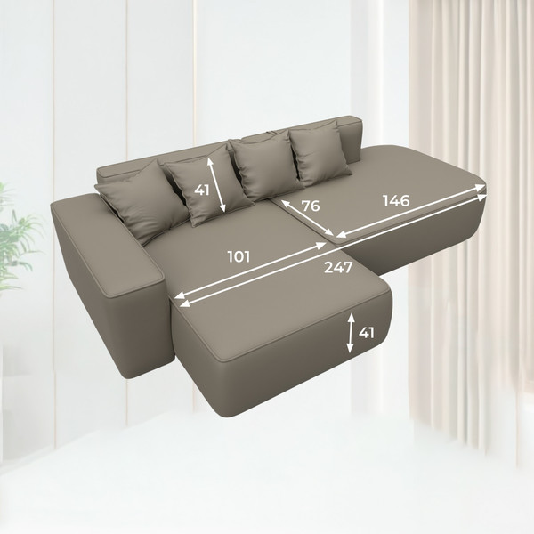 Изображение товара Диван угловой Лига Диванов Лига-065 левый / 129802L (экокожа Grifon 04 бежевый)