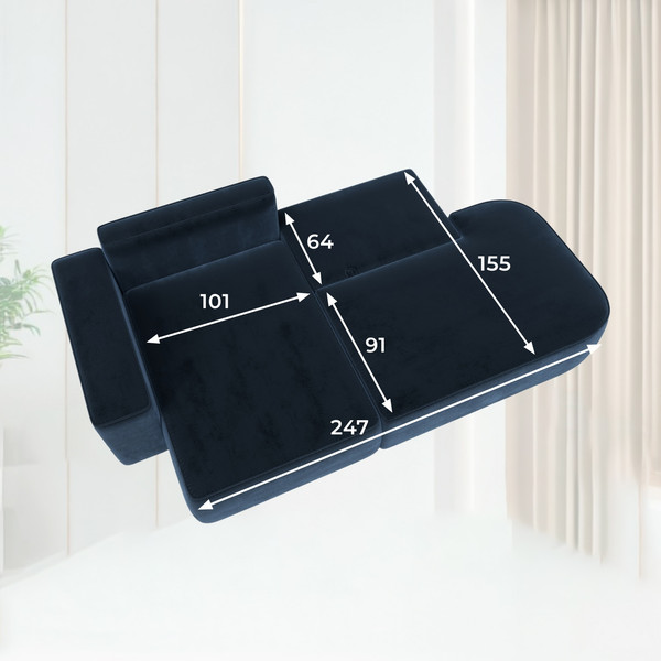 Изображение товара Диван угловой Лига Диванов Лига-065 левый / 129808L (велюр Tower 13 синий)