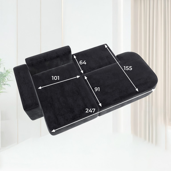 Изображение товара Диван угловой Лига Диванов Лига-065 левый / 129810L (велюр Tower 11 темно-серый)