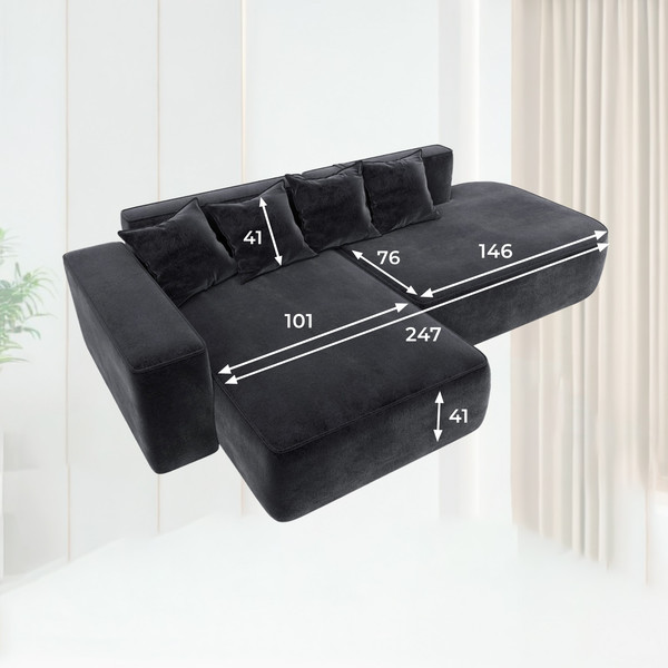 Изображение товара Диван угловой Лига Диванов Лига-065 левый / 129810L (велюр Tower 11 темно-серый)