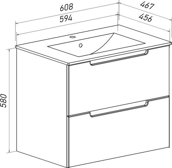 Изображение товара Тумба под умывальник Runo Lina 60 Дублин 60 (подвесная, белый)