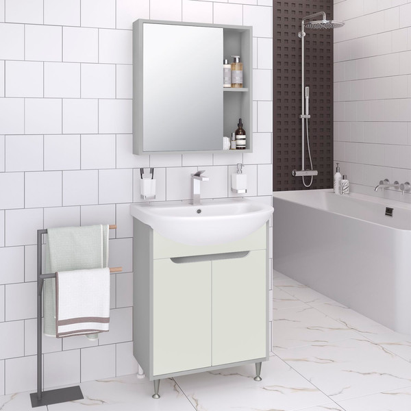 Изображение товара Тумба под умывальник Runo Эконова 60 (серый/оливковый)