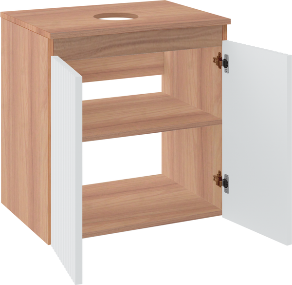 Изображение товара Тумба под умывальник Runo Соренто 50 Тренто 50 вертикаль (подвесная, крафтовый дуб/белый)