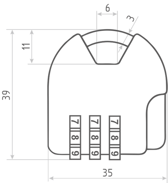 Изображение товара Замок для чемодана Нора-М 601 кодовый / 17080 (красный)
