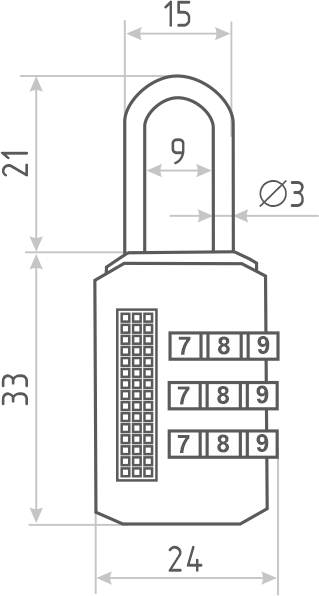 Изображение товара Замок для чемодана Нора-М 604 кодовый / 17068 (голубой)