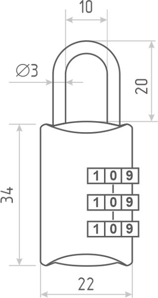 Изображение товара Замок для чемодана Нора-М 607 кодовый / 17082 (серебристый)