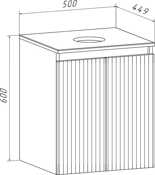Изображение товара Тумба под умывальник Runo Соренто 50 Тренто 50 вертикаль (подвесная, крафтовый дуб/графит)