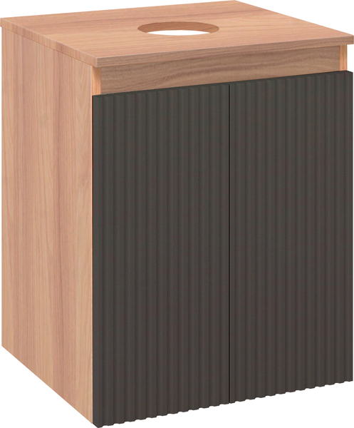 Изображение товара Тумба под умывальник Runo Соренто 50 Тренто 50 вертикаль (подвесная, крафтовый дуб/графит)