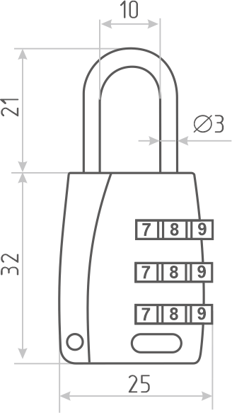 Изображение товара Замок для чемодана Нора-М 608 кодовый / 17087 (серебристый)