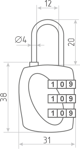 Изображение товара Замок для чемодана Нора-М 610 кодовый / 17069 (красный)