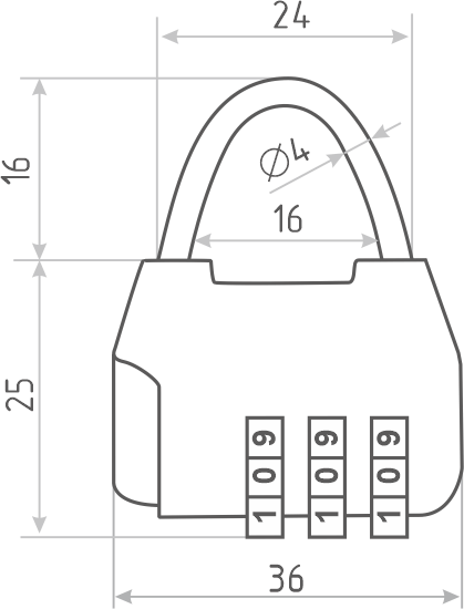 Изображение товара Замок для чемодана Нора-М 617 кодовый / 17084 (черный)