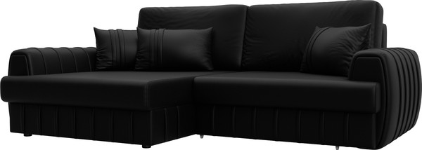 Изображение товара Диван угловой Лига Диванов Лига-057 НПБ левый / 130034L (экокожа Grifon 18 черный)