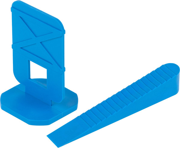 Изображение товара Система выравнивания плитки MOS 16781М (клипсы 40шт, клинья 40шт, синий)